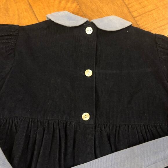 Vintage VIVE LA FÊTE Smocked navy & blue dress 2 year old - Picture 7 of 10